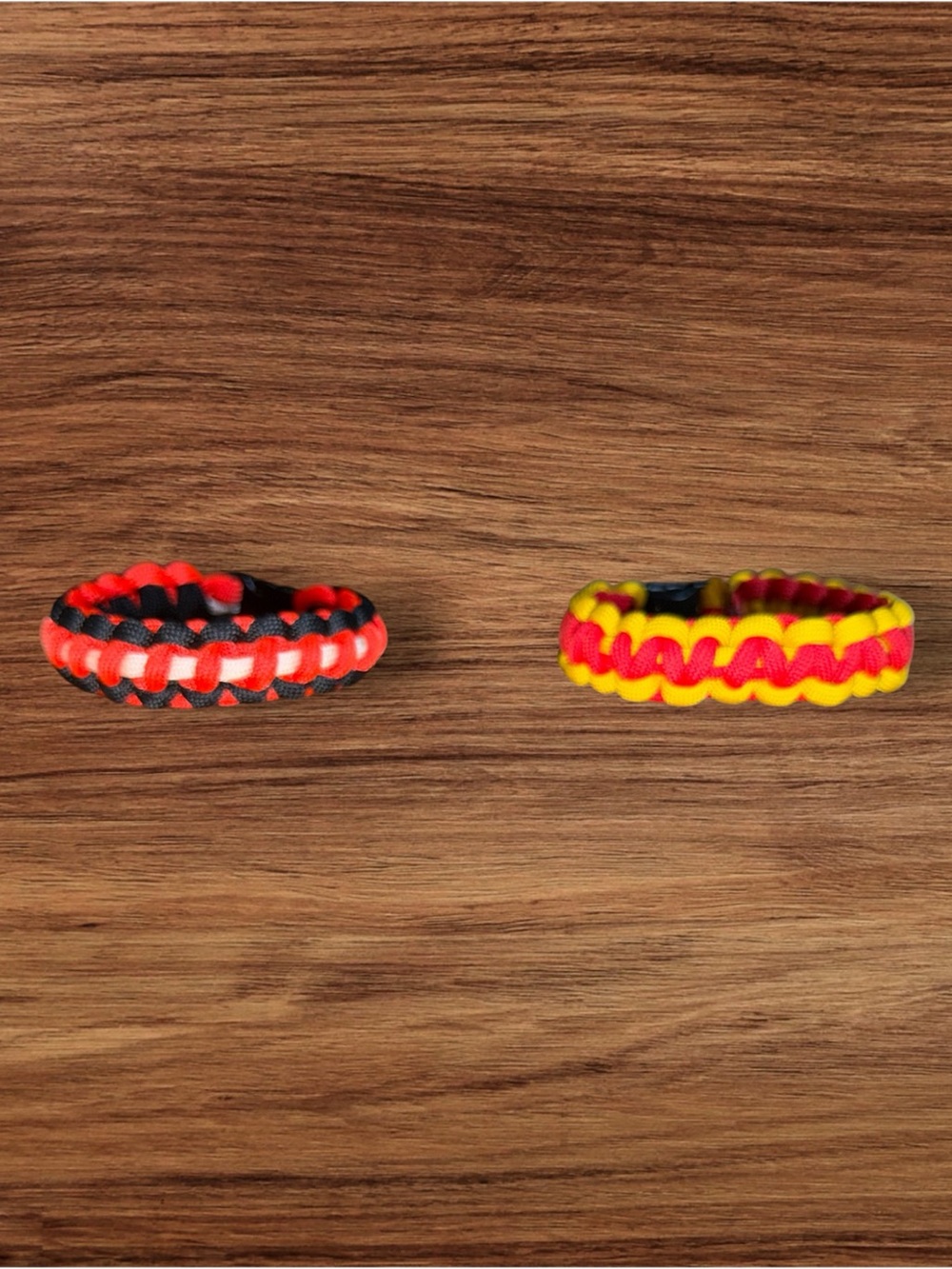 2 Handmade paracord Survival Bracelets w/ Side Release Buckles | Standard Size